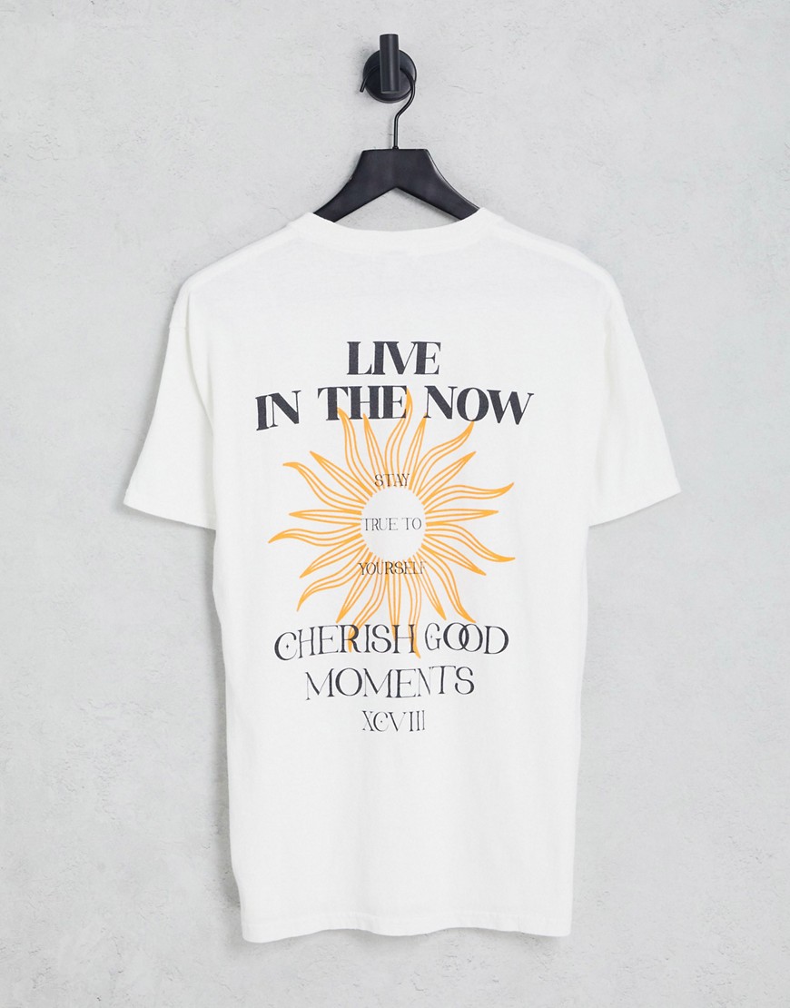Topshop live in the now oversize short sleeve graphic tee in white