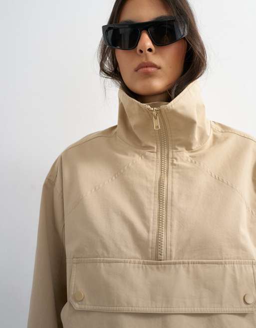Topshop – Ljusbeige jacka med ficka och dragkedja, 3 av 4