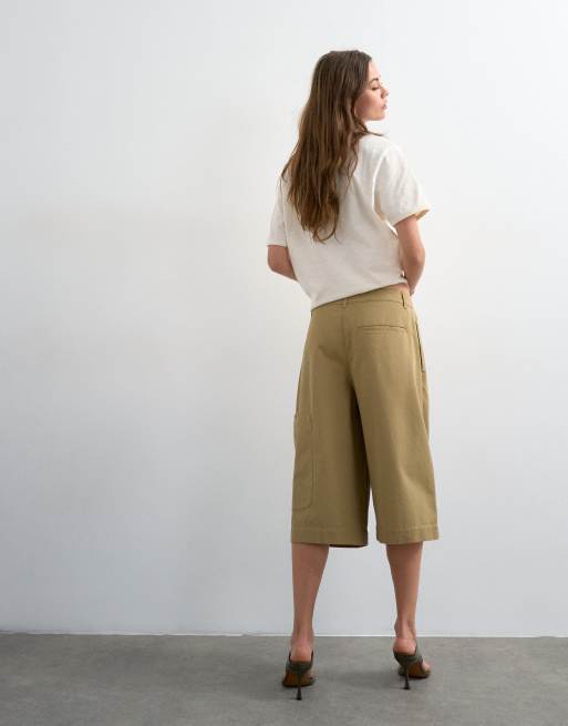 Topshop – Ljusbruna cargoshorts i lång modell, 4 av 5