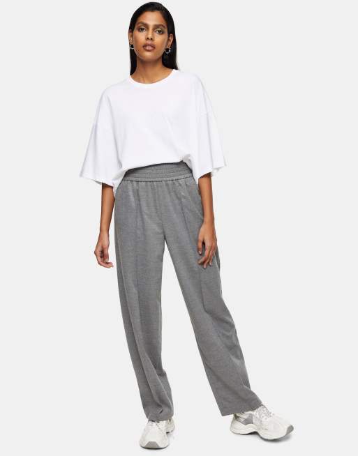 Topshop – Ljusgrå kostymbyxor i flanell