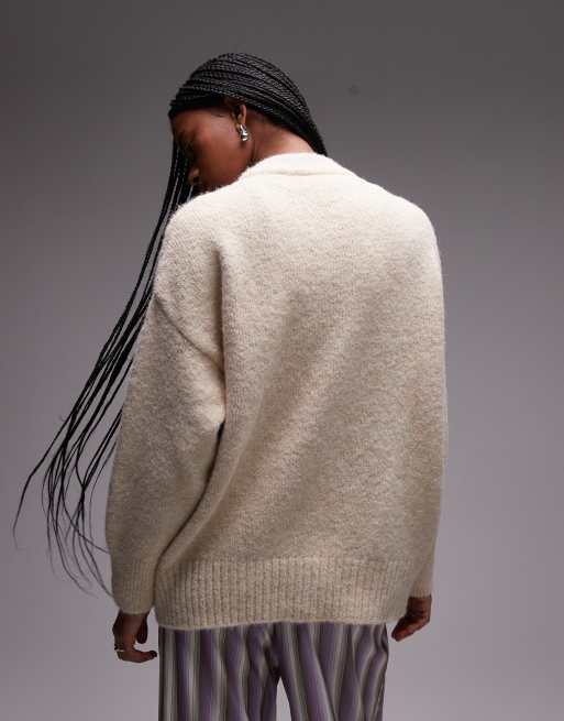 Topshop – Ljusgul kofta i oversize och yllemix, 4 av 4