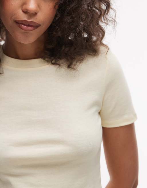 Topshop – Ljusgul, krympt, vardaglig t-shirt , 3 av 4