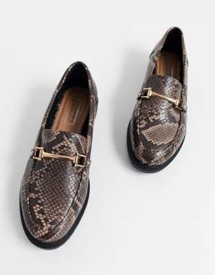 snake print backless loafers