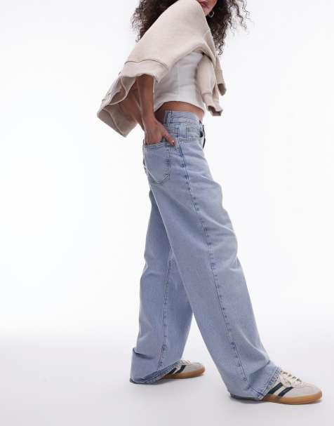 Topshop – Locker geschnittene Straight Jeans in ausgebleichter Vintage-Optik mit mittelhohem Bund - view 1