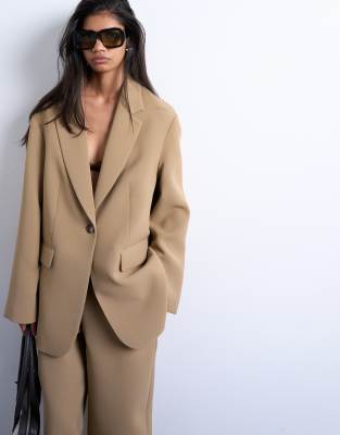 Topshop - Lockerer Oversize-Blazer in Taupe, Kombiteil-Neutral