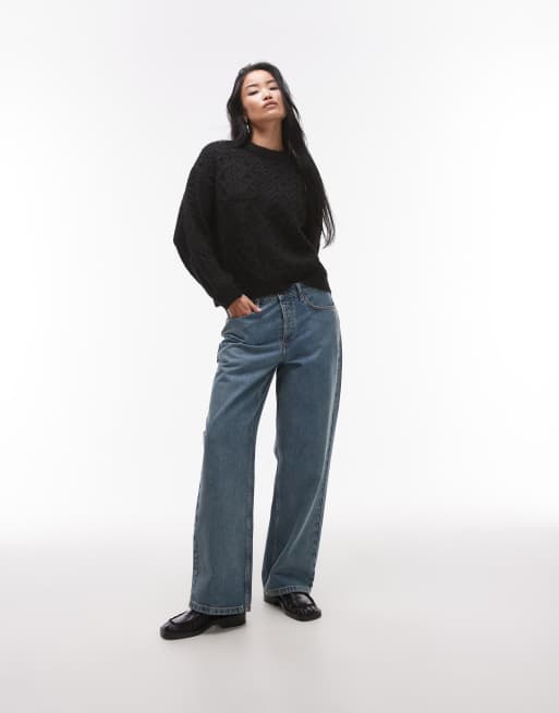 Topshop - Lofty - Maglione comodo nero lavorato a trecce, 3 di 4