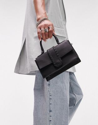 Topshop - Lola - Mini sac bandoulière en cuir à détails tressés - Noir | ASOS