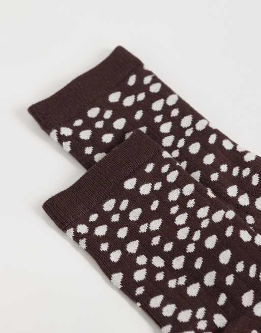 Topshop Lola viscose socks in chocolate deer print, 3 of 3