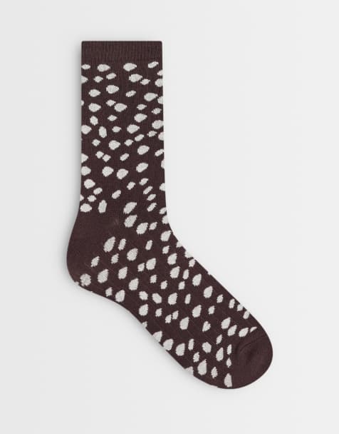 Topshop Lola viscosesokken met chocoladekleurige hertenprint - view 1