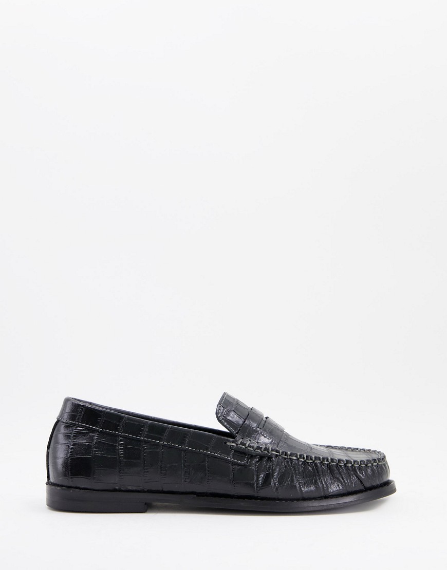 Topshop London leather loafer in black