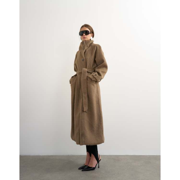 Topshop long dressy trench coat in mocha | ASOS