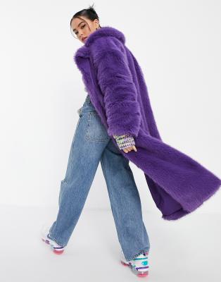 purple faux coat