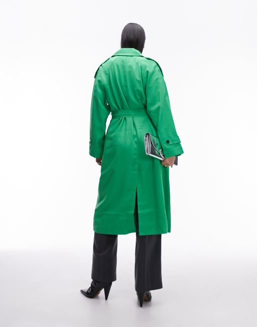 topshop long green coat