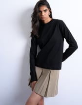 Topshop long sleeve boxy tee in black