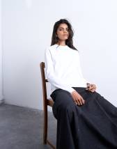 Topshop long sleeve boxy tee in white