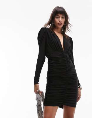 Topshop long hot sale black dress