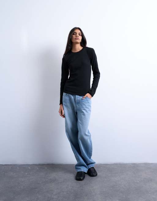 Topshop long sleeve everyday tee in black, 2 of 4
