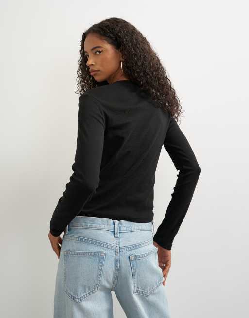 Topshop long sleeve everyday tee in black, 4 of 4