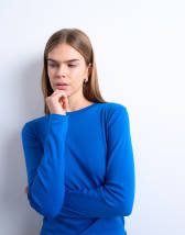 Topshop long sleeve everyday tee in cobalt blue