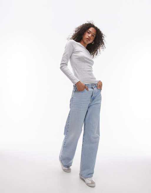 Topshop long sleeve everyday tee in gray | ASOS