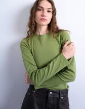 Topshop long sleeve everyday tee in green