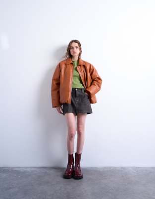 Topshop Long Sleeve Everyday Tee In Green