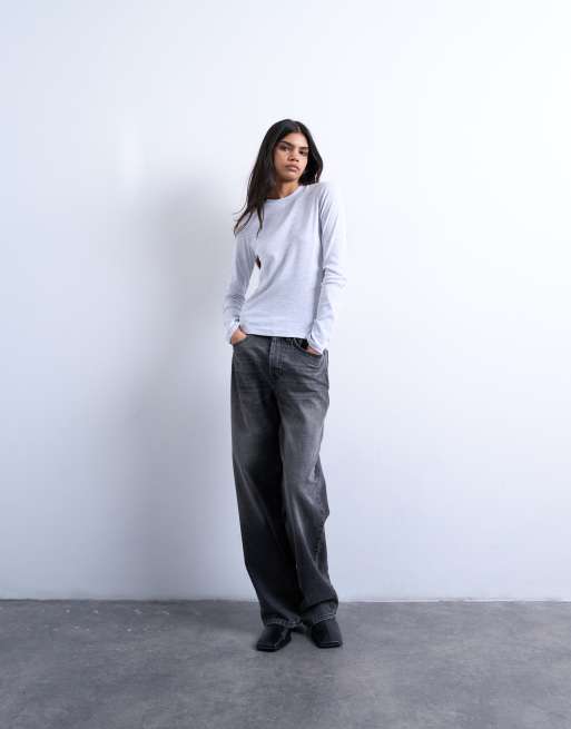 Topshop long sleeve everyday tee in heather gray