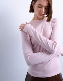 Long sleeve everyday tee in light pink
