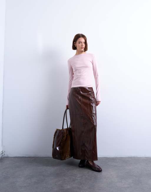 Topshop long sleeve everyday tee in light pink, 2 of 4