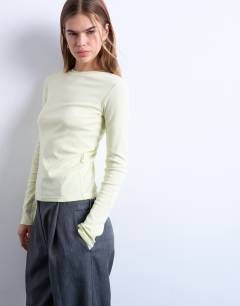 Model wearing Long sleeve everyday tee in sage green