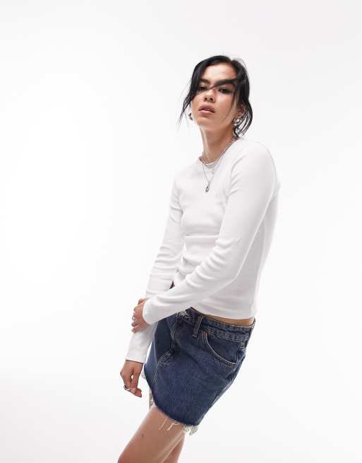 Topshop long sleeve everyday tee in white