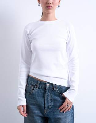 Topshop Long Sleeve Everyday Tee In White