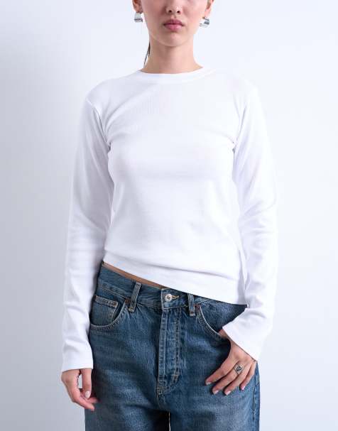 Topshop long sleeve everyday tee in white - view 1