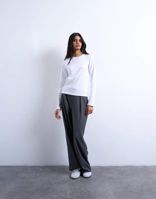 Topshop long sleeve everyday tee in white