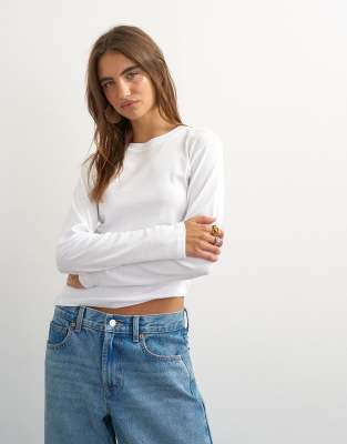 Topshop Long Sleeve Everyday Tee In White