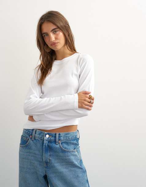 Topshop long sleeve everyday tee in white - view 1