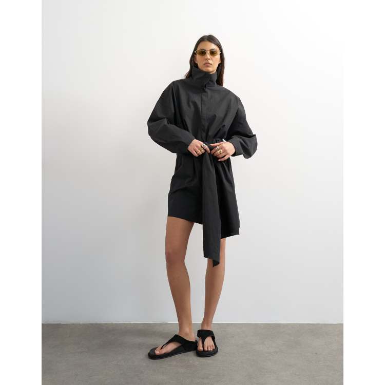 dark grey shirt dress Dorian Fitted Shirt Midi Dress - Charcoal Marle main image 0
