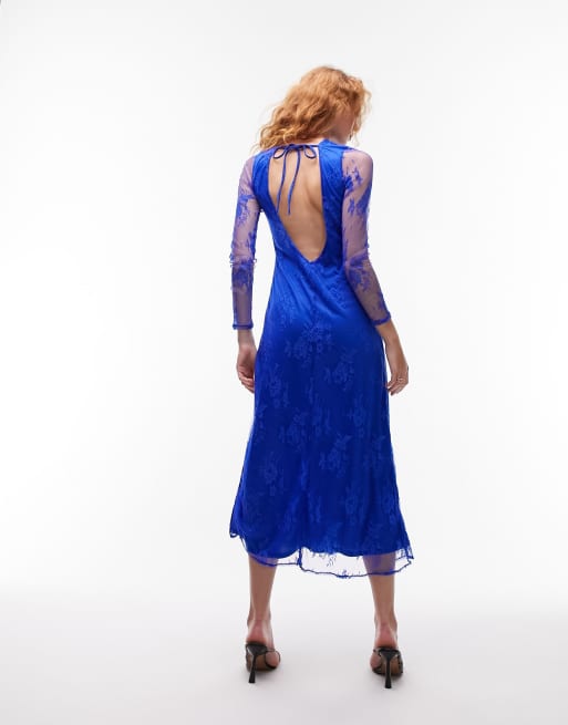 Slate and willow cobalt lace hot sale midi dress