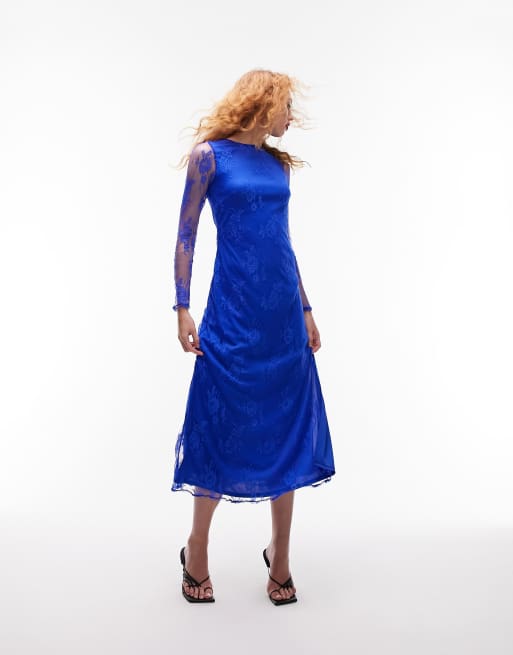 Topshop blue velvet dress sale