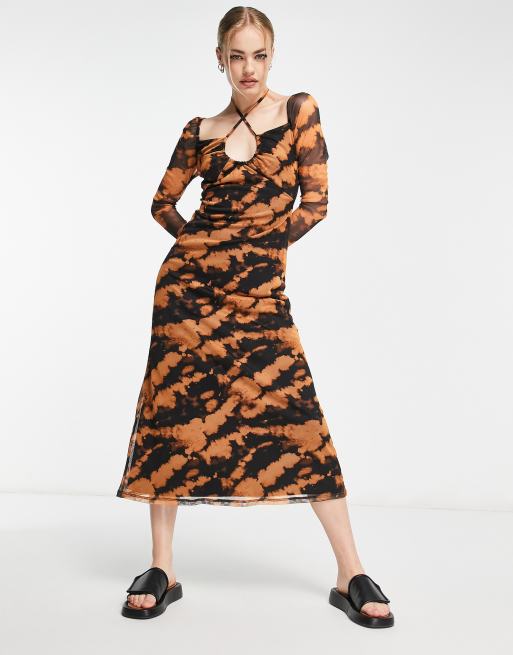 Topshop zebra print mesh hotsell midi dress