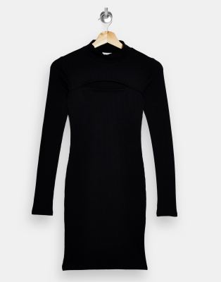 topshop black long sleeve dress