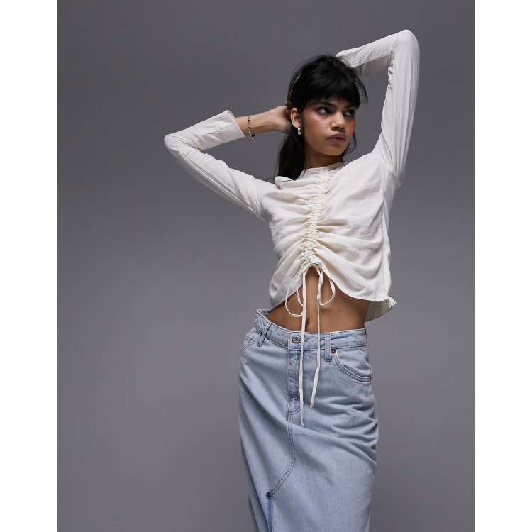Ruched front top long sleeve online