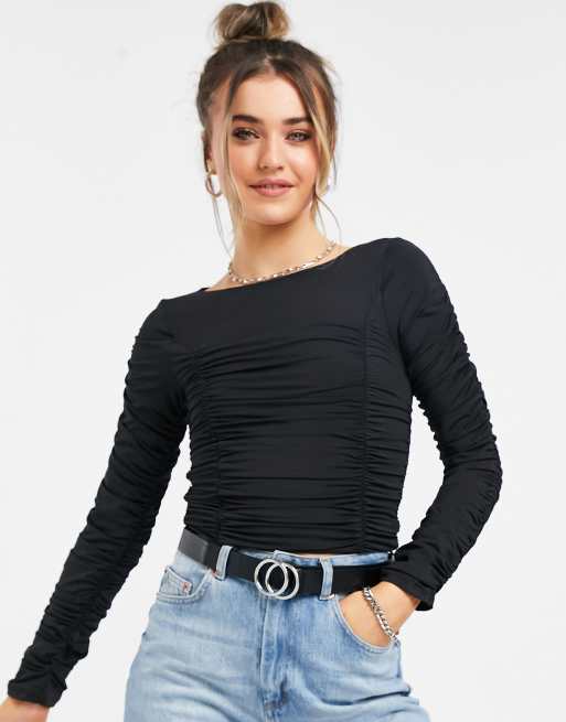 Long-Sleeve Ruched Top