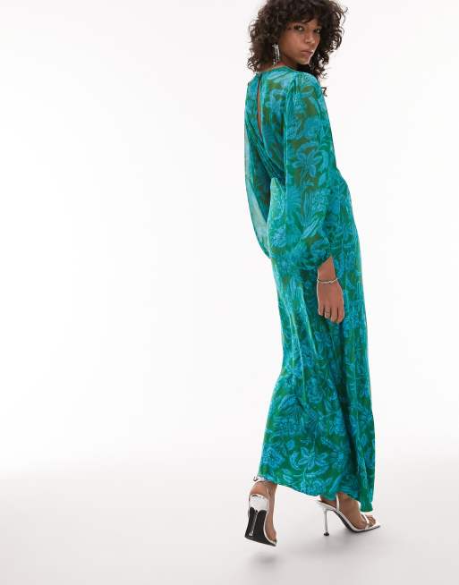 Topshop green hot sale maxi dress