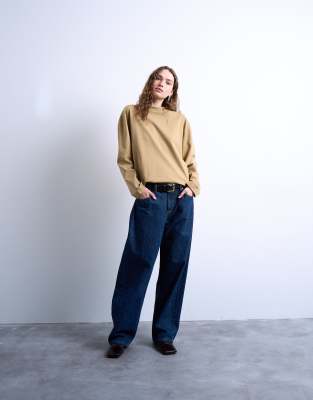Topshop Long Sleeve Skater Tee In Brown