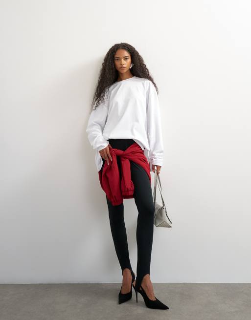 Topshop long sleeve slouchy skater tee in white, 2 of 4