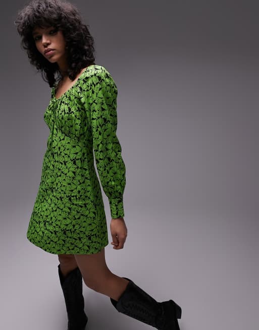 Topshop green leopard outlet dress