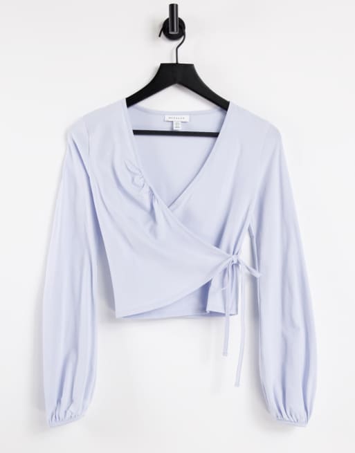 Topshop long-sleeved ballet wrap in blue