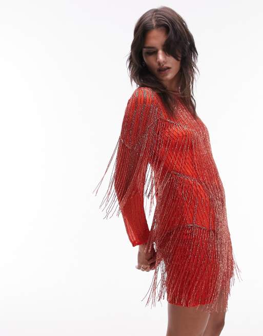 Topshop sequin fringe outlet dress