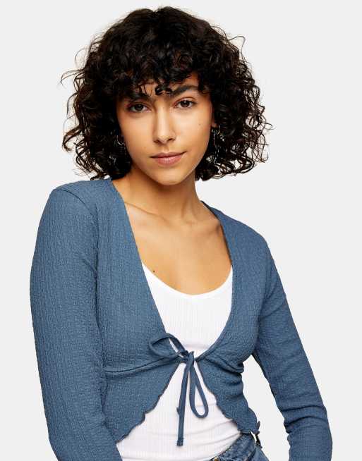 Topshop long-sleeved textured crop cardigan, 3 of 4